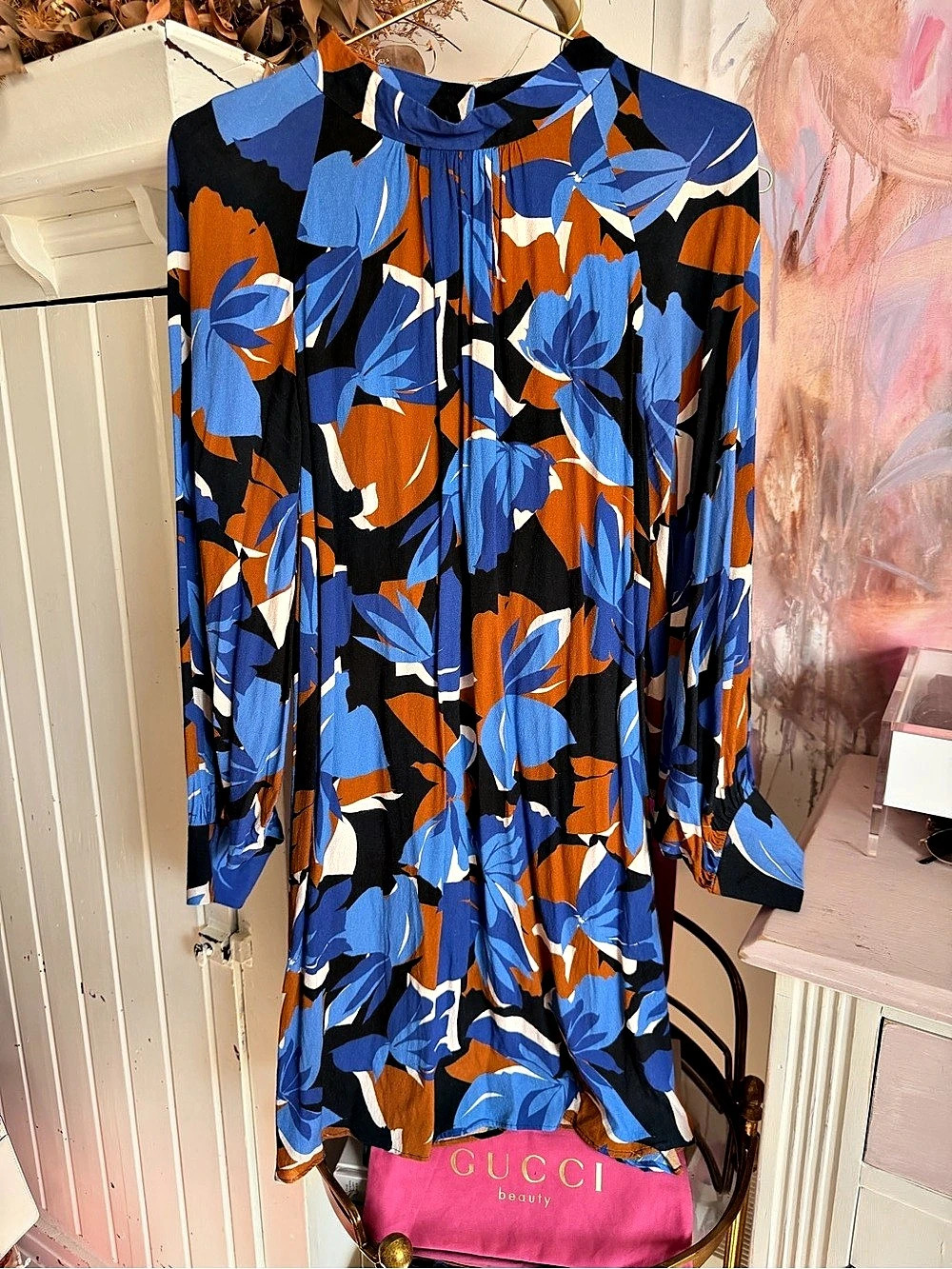 Veronika Maine Abstract Print Mini Dress Size 12 Like New
